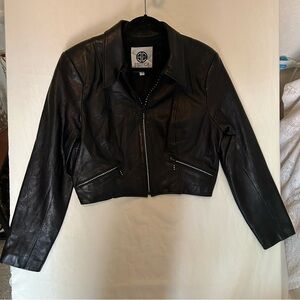 ESOTICA PELLE WOMEN’s Size 12  Rhinestone Zipper Moto Leather Jacket Vintage 90s